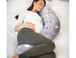 Подушка для беременных Бумеранг 180 см  + наволочка на молнии поплин Балерины