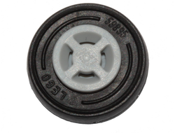 Wheel 8mm D. x 6mm with Slot with Black Tire 14mm D. x 4mm Smooth Small Single with Number Embossed on Side 34337 / 59895, Light Bluish Gray (34337c01)