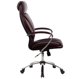 Кресло для руководителя из натуральной кожи LUX13 Бордовый + Хромированное пятилучие