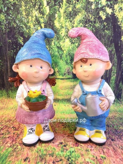 ГНОМ МАЛЬЧИК с лейкой  31*13*15см  0,9кг  полистоун Россия 1621//012283