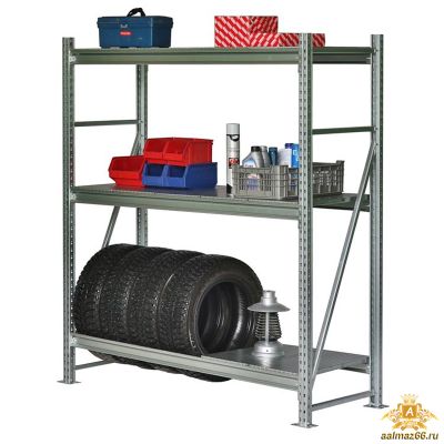 Металлический стеллаж гаражный с настилом 200х150х60-3