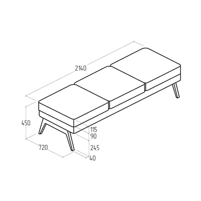 Пуф Everprof Marko трехместный Ткань Коричневый Темное дерево