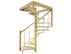 Деревянная межэтажная лестница ЛЕС-10 поворот 360°
