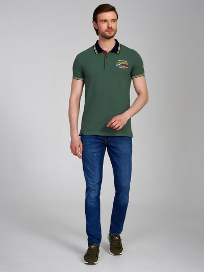 Футболка поло мужская, 1366, темно-оливковая