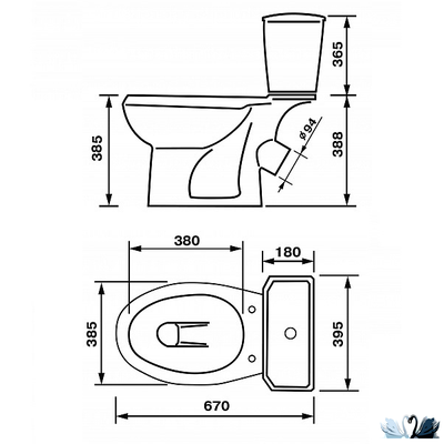 Унитаз с бачком Оскольская керамика Элисса Антивсплеск, красный, Стандарт (сиденье арматура УКЛАД)