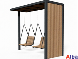 двойная качель под большим навесом