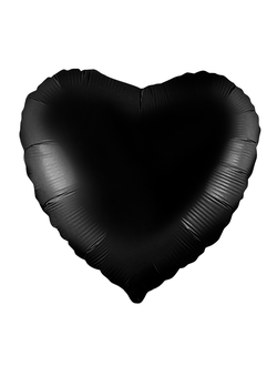 Шар фольгированный с гелием"Сердце черный" 45см