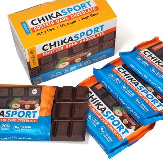Протеиновый шоколад без сахара CHIKALAB 100 гр тёмный с фундуком