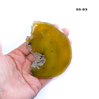 Агат тонированный (срез) желтый №55-83: с отв. - 84*65*5мм