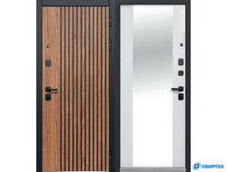 Дверь входная металлическая Luxor 2МДФ Рейка Зеркало купить в Челябинске | КВИРТЕК