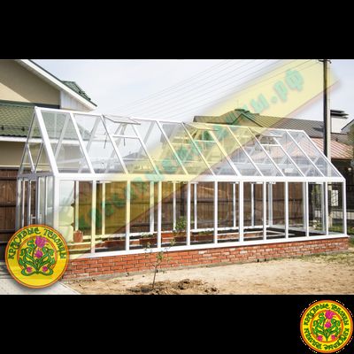 Базовая комплектация теплицы из стекла и алюминия ЧЕСТЕРФИЛД размером 8000 х 3000 мм