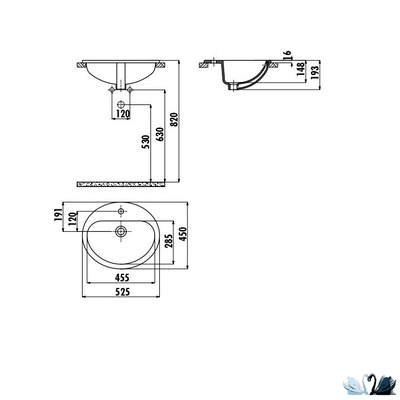 Раковина Creavit TP225 45 х 52 см, встраиваемая сверху, TP225-00CB00E-0000