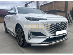 Пороги с накладным листом Папа Тюнинг d53 для CHANGAN UNI-K 2023-