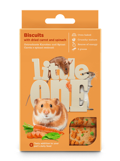 Little One Бисквиты для декоративных животных с морковью и шпинатом, 35 г