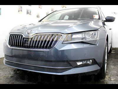Защита радиатора Skoda Superb 2015- (2 части) black