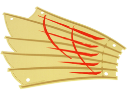 Cloth Sail 27 x 20 with Dark Tan Ribs and Stitching, Red Stripes, LEGO Copyright on Left Pattern, Tan (sailbb74 / 6308255)