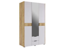 Спальня АДАМ - Шкаф трехдверный с зеркалом Дуб Крафт Золотой/Белое дерево