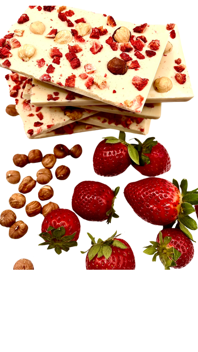 Белый шоколад фундук-клубника