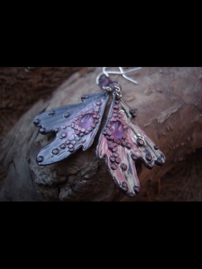 Волшебные серьги с аметистом "Крылышки Причудливой Феи"