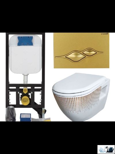 Creavit Set Terra Gold Points Ufo Gold - комплект инсталляции, унитаза Золото Круги купить у Marysя