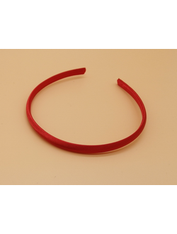 Ободок пластиковый с атласной тканью, 1 см, цвет красный, 10 штук
