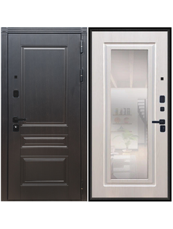 Стальная Дверь МЕГАПОЛИС  3к / Зеркало ФЛЗ-120 Сандал светлый