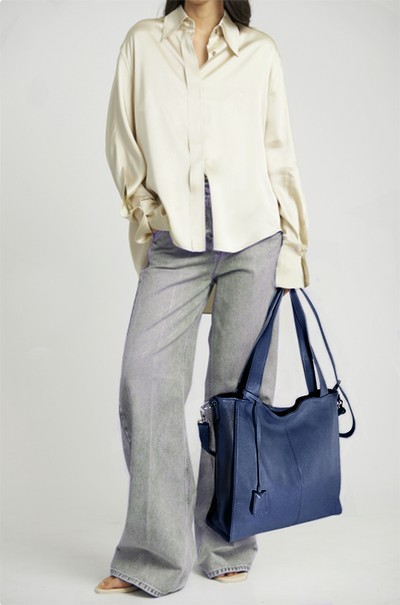 (АРТИКУЛ: 9539/82) СУМКА ЖЕНСКАЯ БОЛЬШАЯ, НАТУРАЛЬНАЯ КОЖА, СИНЯЯ, РУЧКИ И РЕМЕНЬ ЧЕРЕЗ ПЛЕЧО