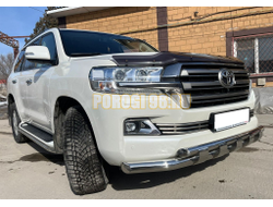 Защита переднего бампера с перемычками ПапаТюнинг для Toyota Land Cruiser 200 2015-