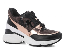 Женские кроссовки Michael Kors MICKEY TRAINER розово-черные на платформе