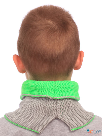 Шарф(снуд)  22-33 двойной, цвет серый, салатовый размер 2