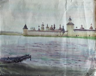 "Кирилло-Белозерский монастырь" бумага акварель 1981 год