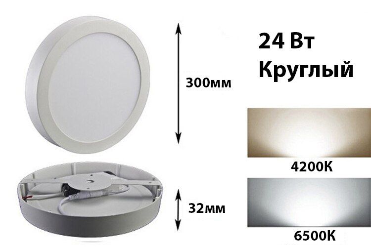 Накладной круглый даунлайт 24Вт Экола