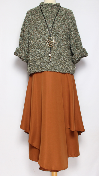 ЮБКА-БРЮКИ ВИСКОЗА "ЛЕПЕСТКИ" горчичная до р.52