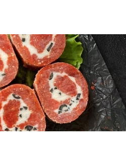 Рулеты для запекания из КЕТЫ с творожным сыром, моцареллой и грибами.