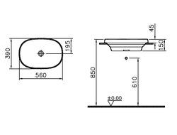 Овальная раковина-чаша без перелива VitrA Frame, 56 см, цвет белый, 5652B403-0016