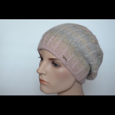 Персиковый женский берет из мохера и альпака Vizio Италия 6916