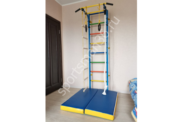 ДСК-12.с "Атлет-2ц", цветные ступеньки ПВХ, цвет синий + Мат гимнастический 1,0х1,0х0,1 м складной