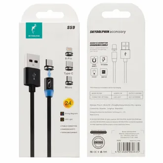 Кабель USB - Multi connector SKYDOLPHIN S59KIT магнитный 3in1 100см 2,4A (black) (206512)