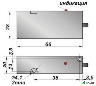 Индуктивный датчик прямоугольный И34-NC-AC (66x28x20)