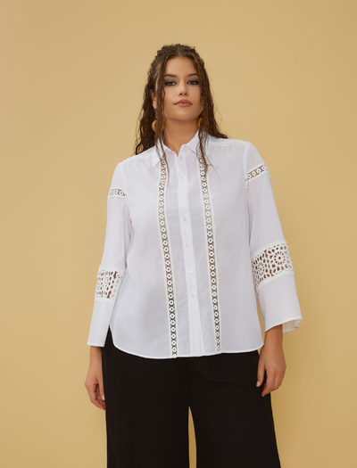 Рубашка из шитья, цвет белый, черный