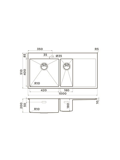 Мойка OMOIKIRI AKISAME 100-2-L