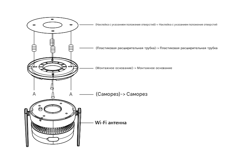 DE/VN-XMC40 Панорамная WiFi/LAN охранная видеокамера/датчик дыма. Ночное видение, интерком связь, с 