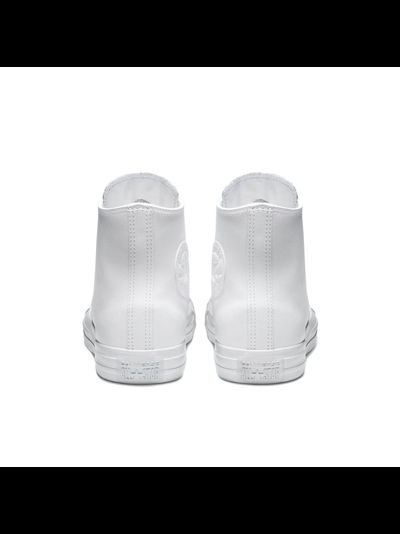 Кеды кожаные Converse All Star белые монохромные высокие