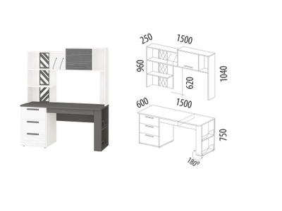 Стол с надстройкой (лев/прав) Аляска 63