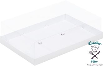 Коробка под муссовые пирожные с пластиковой крышкой (6 шт) 300*195*80, белая