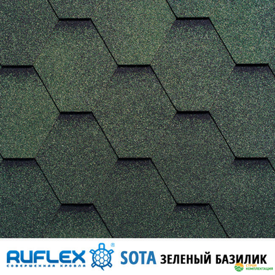 Гибкая черепица Ruflex Sota (Руфлекс Сота) цвет: Зеленый базилик