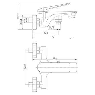 Смеситель для ванны Allegro LM5914CW