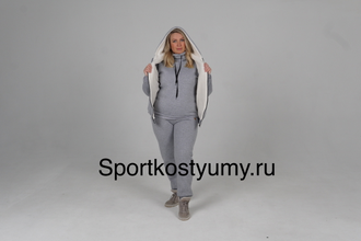 Теплый спортивный женский костюм Серый (42-60)