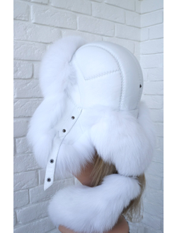 Ушанка "Северное сияние" цвет белый + белый