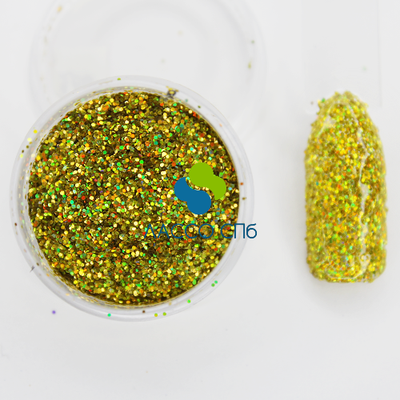 Полиэстровый глиттер блёстки Светлое Золото Голография 0,4 мм 1 кг